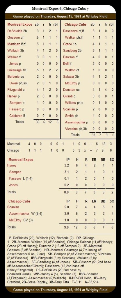 Cubs vs. Cardinals — August 15, 1991