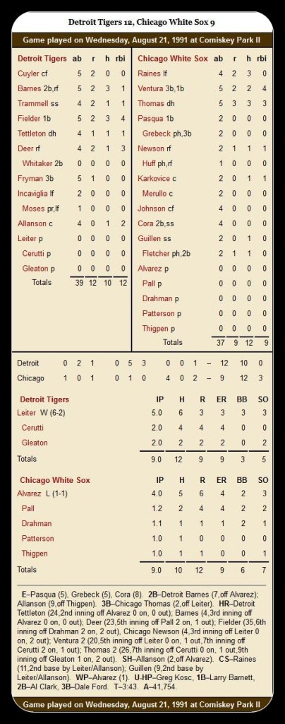 White Sox vs. Tiger — August 21, 1991