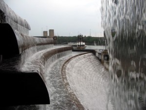 From under Centennial Fountain