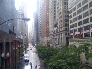 Looking south along LaSalle Street toward the financial district