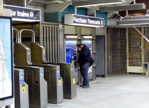 The ticket machine and turnstile