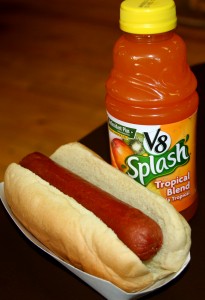 My buffalo hot dog before I put mustard on it.