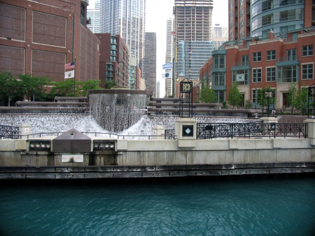Centennial Fountain from the Chicago River
