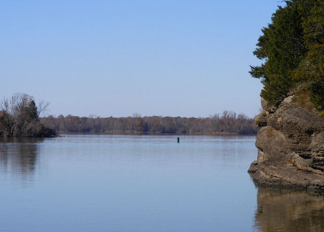 Cadron Creek (right) where it enters the Arkansas River