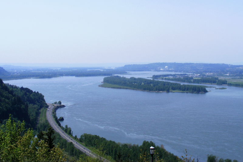Looking west down the Columbia River toward Portland Looking west down the Columbia River toward Portland